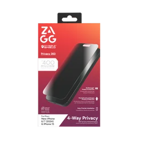 ZAGG InvisibleShield Glass Elite Privacy 360 aizsargstikls iPhone 15/16 viedtālrunim