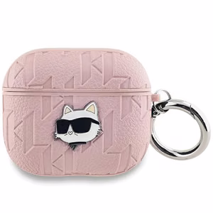 Karl Lagerfeld Monogram Choupette Head viedtālruņa apvalks AirPods 3 - rozā