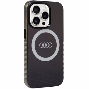 Audi IML Magnētiskais apvalks viedtālrunim iPhone 15 Pro ar lielu logotipu - melns