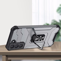 Crystal gredzena apvalks bruņu hibrīda + magnētiskais turētājs Samsung Galaxy S22 + (S22 Plus) melns