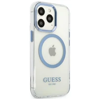 Guess GUHMP13LHTRMB iPhone 13 Pro / 13 6,1" zils/zils hard maciņš Metal Outline Magsafe