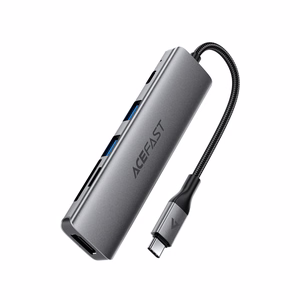 Acefast J18 USB sadalītājs USB-C 6-in-1 HDMI 4K 60Hz PD90W dokstacija - pelēks