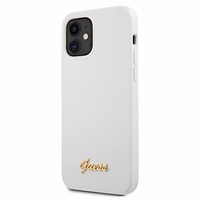 Guess GUHCP12SLSLMGWH iPhone 12 mini 5.4" balts/balts cietais apvalks Metal Logo Script
