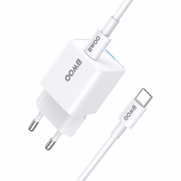 BWOO GaN PD 30W wall lādētājs 1x USB-C port with 60W kabelis USB-C 2A balts
