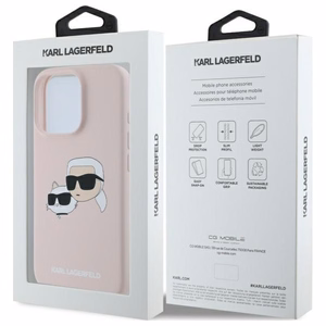 Karl Lagerfeld silikona magnētiskais viedtālruņa apvalks iPhone 16 Pro ar Nauble galvu attēliem - rozā