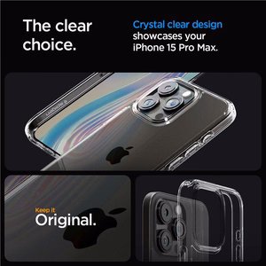 Viedtālruņa apvalks Spigen Crystal Hybrid iPhone 15 Pro Max - caurspīdīgs (m)