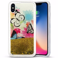 Zizo Liquid Glitter Star maciņš iPhone X (Butterflies)