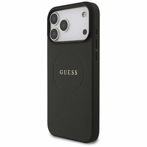 Guess Grained Gold Ring MagSafe maciņš modelim iPhone 18 Pro Max / 17 Pro Max – krāsa: melna