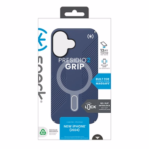 Speck Presidio2 Grip vāciņš ar MagSafe un ClickLock iPhone 16 tālrunim, Coastal Blue/Dust Grey