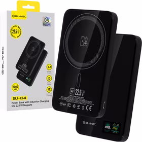Blavec Portatīvais lādētājs 5000mAh BJ-04 Īpaši Plāns 7,8mm - Type C - 22,5W magnētiskā Magsafe 3 in 1 (PBBJ04-MC5B) melna stikls