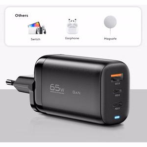 Lādētājs Essager GaN Shining melns 65W (QC3.0 / 2xPD65W)