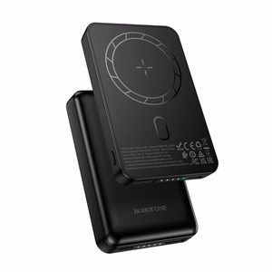 Borofone 5000mAh portatīvais lādētājs BJ82 Dawn – USB – magnētisks, ar indukcijas uzlādi, melns