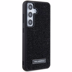 Karl Lagerfeld viedtālruņa apvalks ar metāla logotipu un rhinestone Samsung Galaxy S24 - melns
