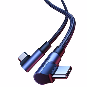 Ugreen US335 70696 leņķa USB-C - USB-C PD QC FCP 100W 5A 480Mb/s 1m kabelis - melns