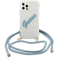 Guess GUHCP12LCRTVSBL iPhone 12 Pro Max 6.7" zils/zils cietais apvalks Script Vintage