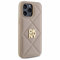 DKNY Quilted Stack Logo viedtālruņa apvalks iPhone 14 Pro - bēšs