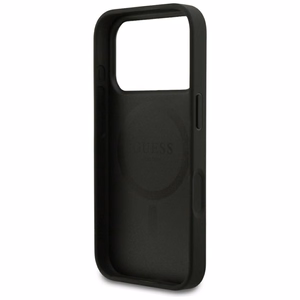 Guess Grained Gold Ring MagSafe maciņš modelim iPhone 18 Pro / 17 Pro – krāsa: melna
