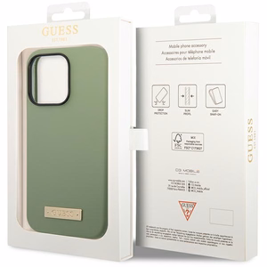 Guess silikona logotipa plāksnes vāciņš MagSafe viedtālrunim iPhone 14 Pro Max – zaļš