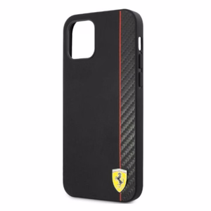 Ferrari FESAXHCP12LBK iPhone 12 Pro Max 6.7" melns/melns cietais viedtālruņa apvalks On Track Carbon Stripe