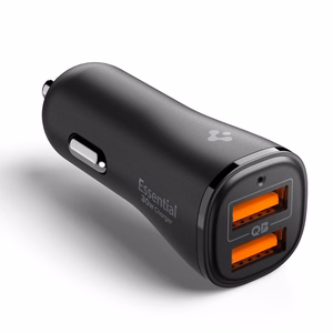 Spigen Essential EV302 2 portu 30W automašīnas lādētājs melns