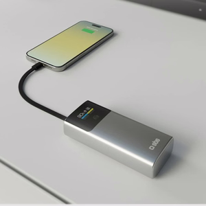 SBS 10000mAh PD 20W внешний аккумулятор с ЖК-дисплеем и встроенным кабелем USB-C - Серый