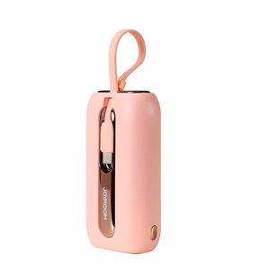 Portatīvais lādētājs Joyroom JR-L012 rozā 10000mAh (PD 22.5W) + iebūvēti Type-C / Lightning kabeļi