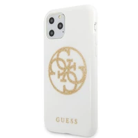 Guess GUHCN65TPUWHGLG iPhone 11 Pro Max balts cietais apvalks Glitter 4G Circle Logo