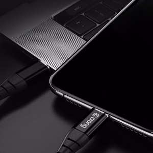 Crong Armor Link USB-A–USB-C kabelis, 25 cm, 60 W PD, 3 A, melns