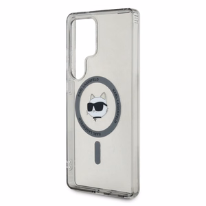 Karl Lagerfeld pogu Choupette Head izdrukātais logotips Magnētiskais viedtālruņa apvalks Samsung Galaxy S25 Ultra melns