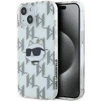 Karl Lagerfeld IML Choupette galvas un monogrammas apvalks iPhone 15 / 14 / 13 - caurspīdīgs
