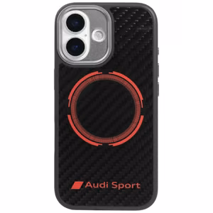 Audi RSQ Oglekļa šķiedras Sporta sarkanais aplis Magnētiskais viedtālruņa apvalks iPhone 17 - melns