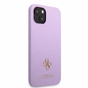 Guess GUHCP13SPS4MU iPhone 13 mini 5.4" violets/violets cietais apvalks Saffiano 4G mazs metāla logotips