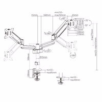 Divu monitoru 17”-32” pavasara atbalsta rokas stiprinājums