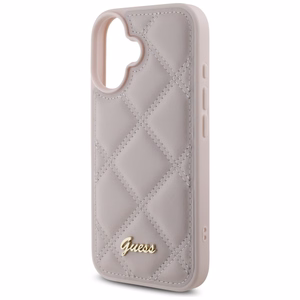 Guess stepēts metāla logotips viedtālruņa apvalks iPhone 16 - rozā