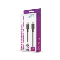 Setty kabelis USB-C - USB-C 1,0 m 3A, melns