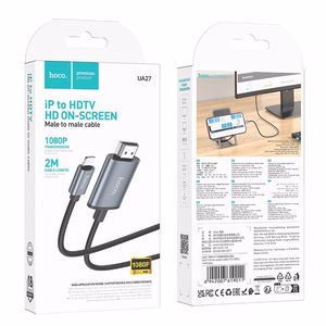 Kabelis Hoco UA27 Lightning uz HDMI 2,0 m pelēks