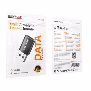 Borofone adapteris BV26B - USB uz Type C - melns