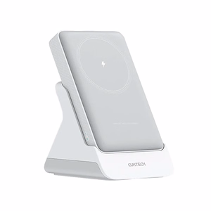 Cuktech WPB100N ārējais akumulators 10 000 mAh, 20 W, ar magnētisku stiprinājumu un statīvu – balts