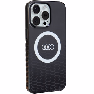 Audi IML Magnētiskais apvalks viedtālrunim iPhone 15 Pro Max ar lielu logotipu - melns