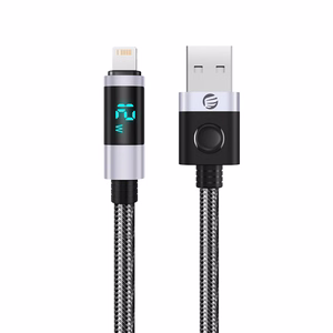 Orico LDA2L USB-A–Lightning, 12 W kabelis ar LED displeju, 0,5 m – melns ar sudraba krāsu