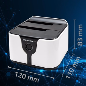 Qoltec 50309 HDD/SSD 2.5" 3.5" Dokstacija SATA III USB 3.0 5Gb/s Klonēšana