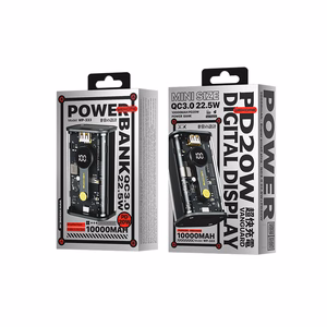 WEKOME WP-333 Vanguard Series ārējais akumulators, 10000 mAh, PD 20 W + QC 22,5 W, melns un caurspīdīgs