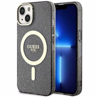 Guess GUHMP14MHCMCGK iPhone 14 Plus 6.7" melns/melns cietais apvalks Spīdums Zelts Magnētiskais