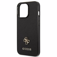 Guess Saffiano 4G Small Metal Logo viedtālruņa apvalks iPhone 13 Pro / 13 6.1" - melna