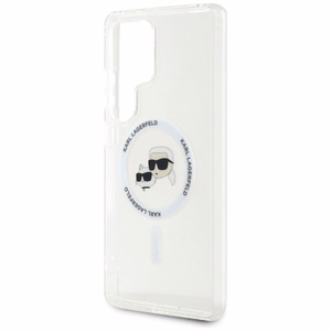 Viedtālruņa apvalks Karl Lagerfeld Button Karl & Choupette Heads Izdrukāts logotips MagSafe Samsung Galaxy S25 Ultra - balts