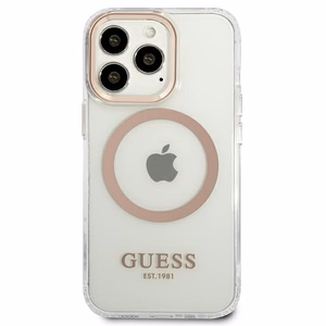 Guess GUHMP13XHTRMD iPhone 13 Pro Max 6.7 "zeltains / zeltains cietais apvalks Metāla kontūra Magnētiskais