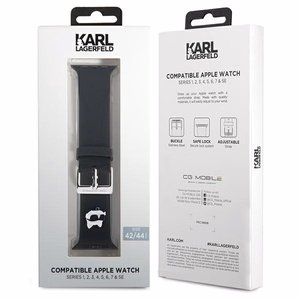 Karl Lagerfeld 3D резиновый ремешок Choupette Head Apple Watch 42/44/45/49mm - черный