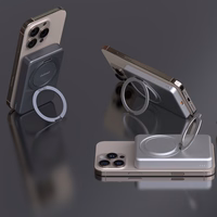 Dudao K28 10000mAh PD 22.5W Magnētiskā portatīvais lādētājs ar metāla apvalku un gredzena statīvu - sudraba