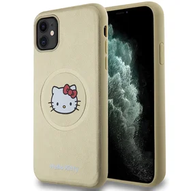 Hello Kitty ādas Kitty Head magnētiskais viedtālruņa apvalks iPhone 11 / Xr - zelta