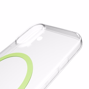 Чехол Puro Lite Mag TPU+PC совместимый с MagSafe для iPhone 17 - прозрачный с зелёным кольцом
